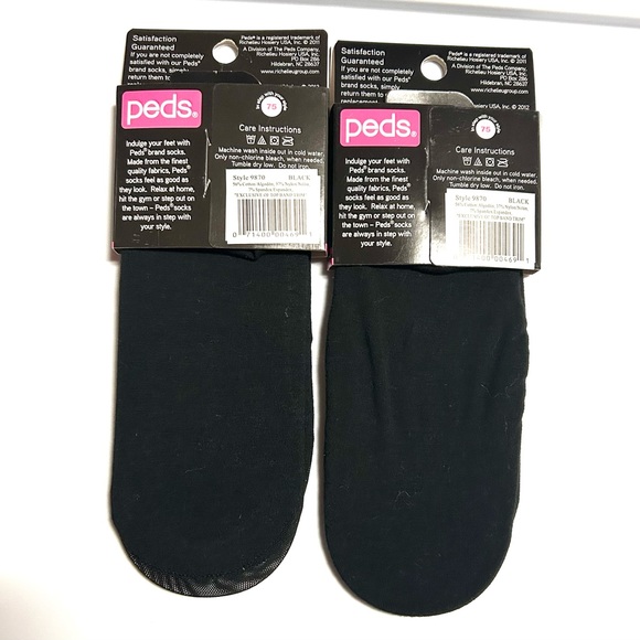 Peds Woman’s Cotton Blend Liners Black 4 Pairs shoe Size 5-10 NEW - Picture 2 of 4